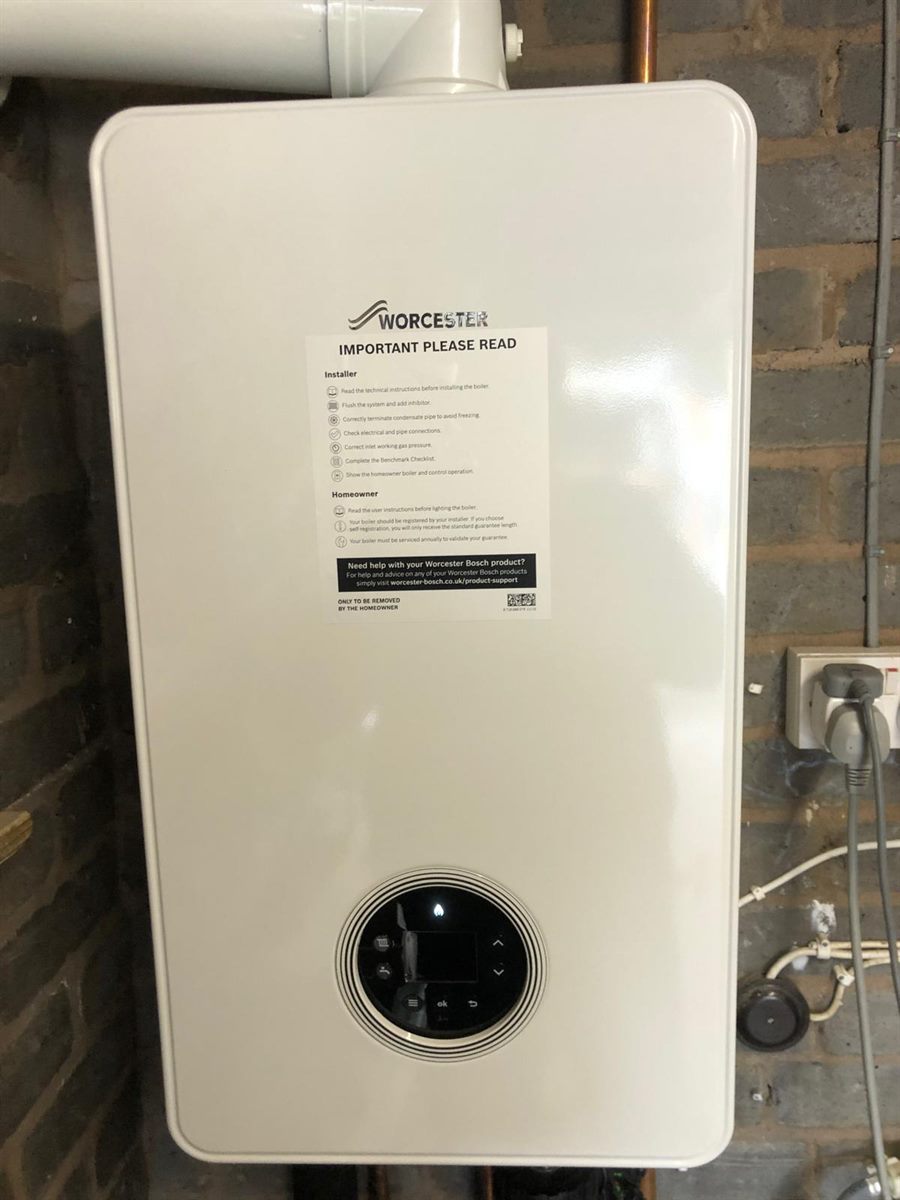 Worcester Greenstar boiler fitted on a brick wall